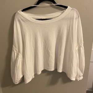 white free people balloon sleeve blouse